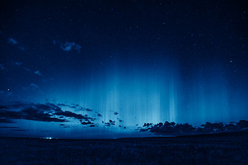 Northern Aurora Borealis Lights Up Night Sky (Blue Shade Photo)