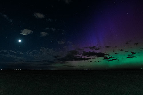 Aurora Borealis Northern Lights Cover Half Night Sky (Blue Tint Photo)