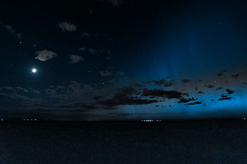 Aurora Borealis Northern Lights Cover Half Night Sky (Blue Tone Photo)