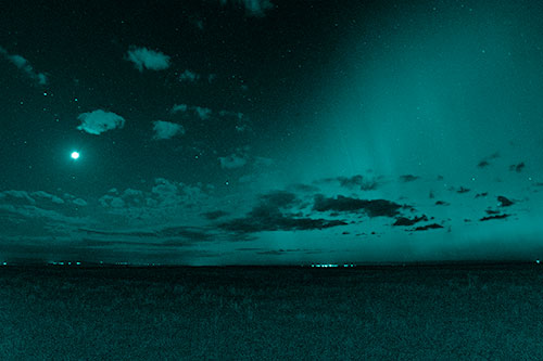Aurora Borealis Northern Lights Cover Half Night Sky (Cyan Shade Photo)