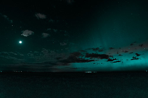 Aurora Borealis Northern Lights Cover Half Night Sky (Cyan Tone Photo)