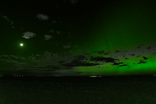 Aurora Borealis Northern Lights Cover Half Night Sky (Green Tone Photo)