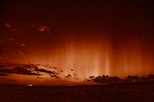 Northern Aurora Borealis Lights Up Night Sky (Orange Shade Photo)