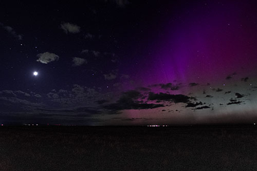 Aurora Borealis Northern Lights Cover Half Night Sky (Purple Tint Photo)