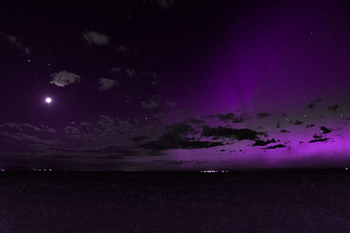 Aurora Borealis Northern Lights Cover Half Night Sky (Purple Tone Photo)