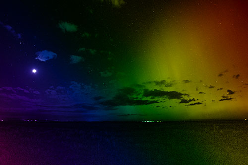 Aurora Borealis Northern Lights Cover Half Night Sky (Rainbow Shade Photo)