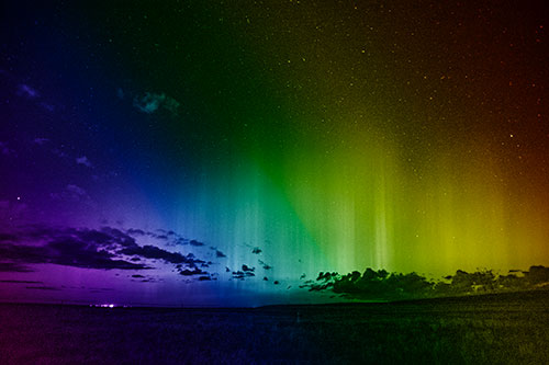 Northern Aurora Borealis Lights Up Night Sky (Rainbow Shade Photo)