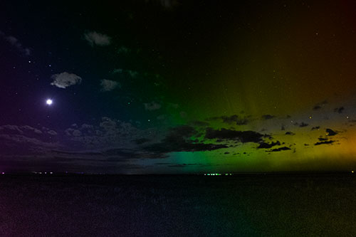 Aurora Borealis Northern Lights Cover Half Night Sky (Rainbow Tone Photo)