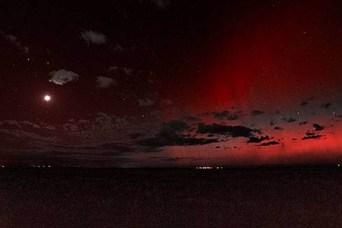 Aurora Borealis Northern Lights Cover Half Night Sky (Red Tone Photo)